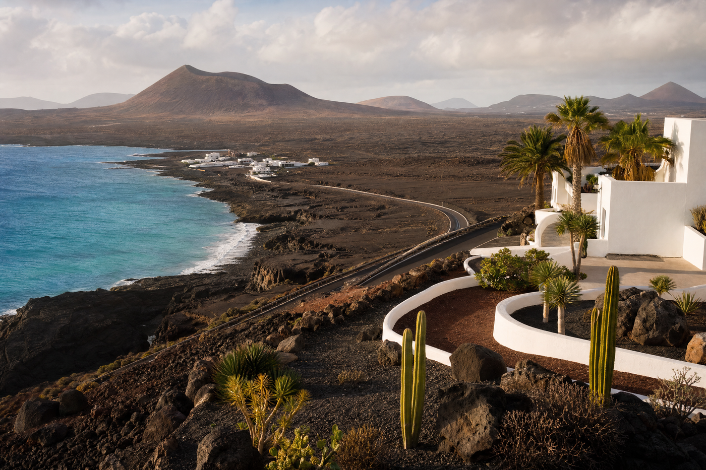 Papagayo Beach in Lanzarote with clear skies and turquoise waters