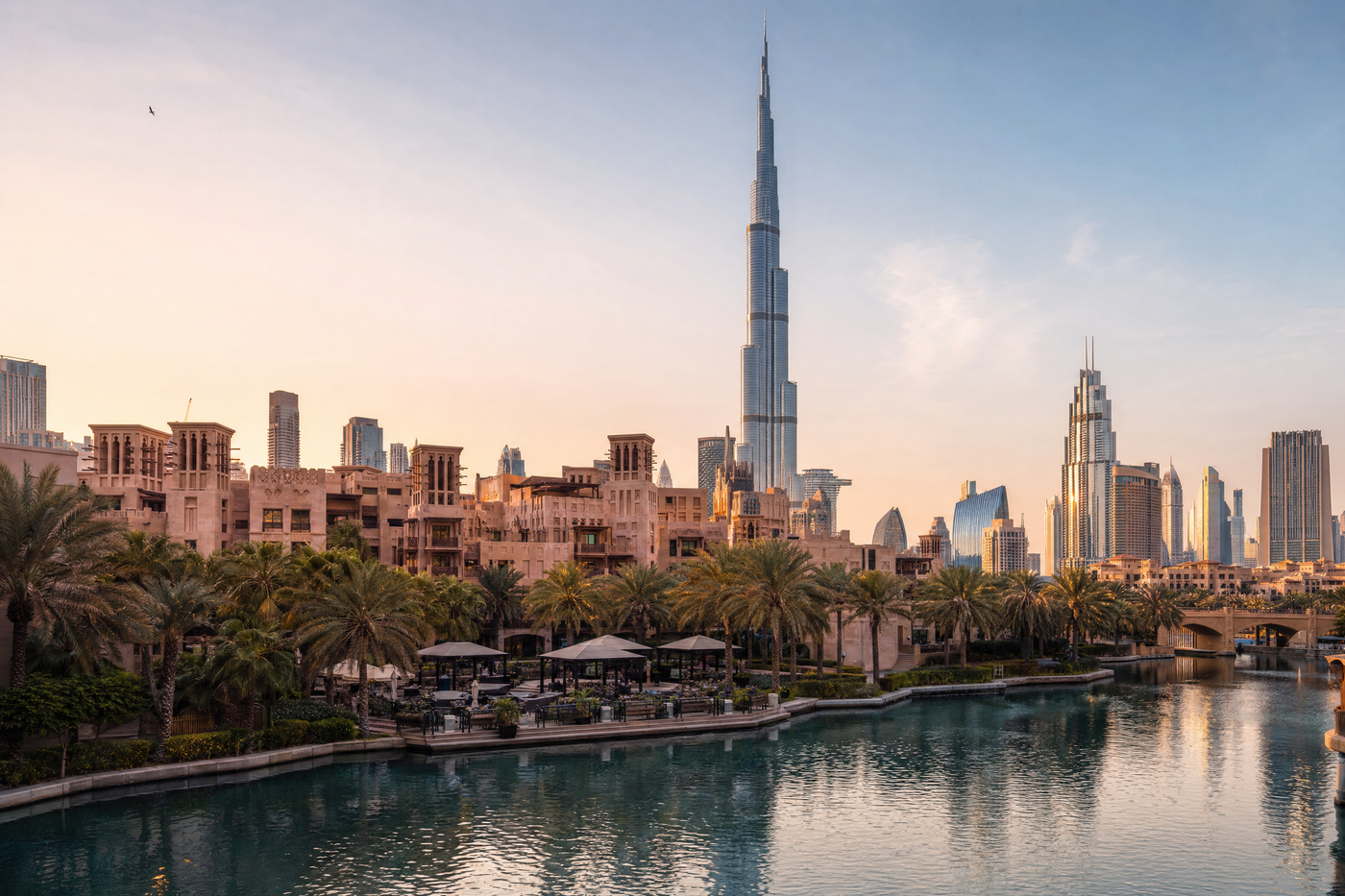 Travelers exploring Dubai's skyline with affordable options