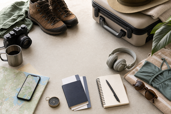 Two travelers planning a trip with maps and smartphones, one organized and one spontaneous