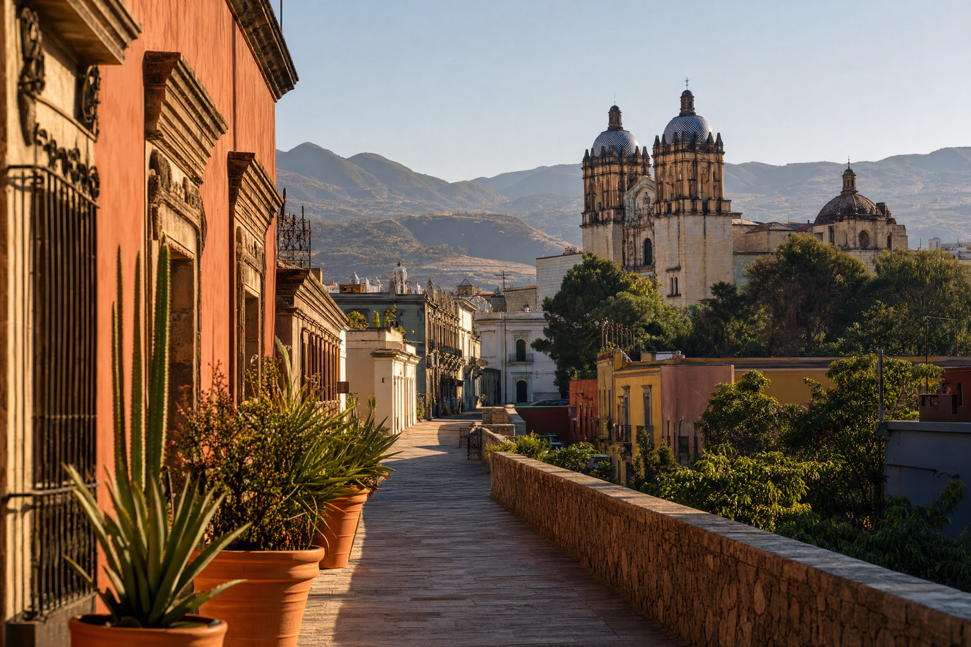 Oaxaca city center with colorful streets and local markets