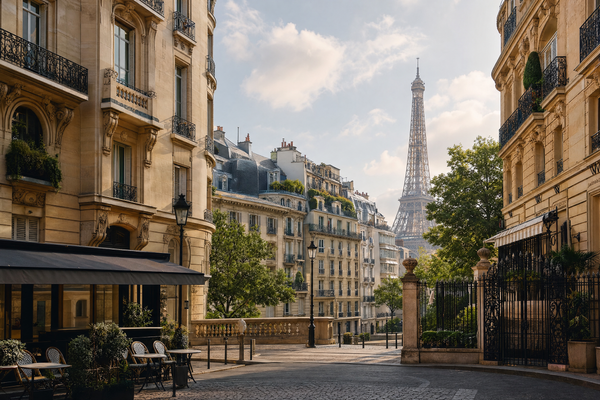 A serene view of the Eiffel Tower and the Seine at sunrise, inviting exploration.