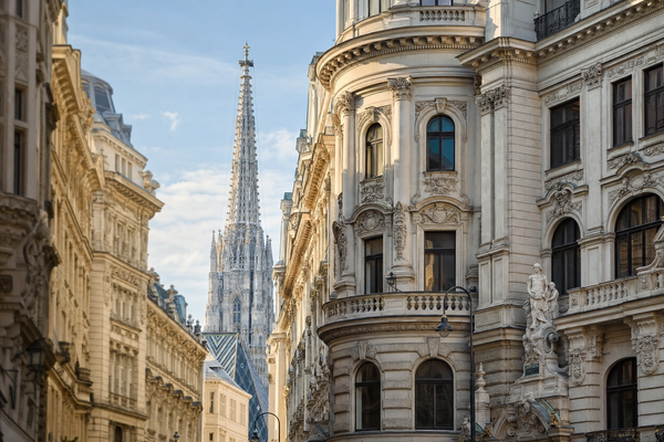 Panoramic view of Vienna’s city center with Hofburg Palace and historic buildings