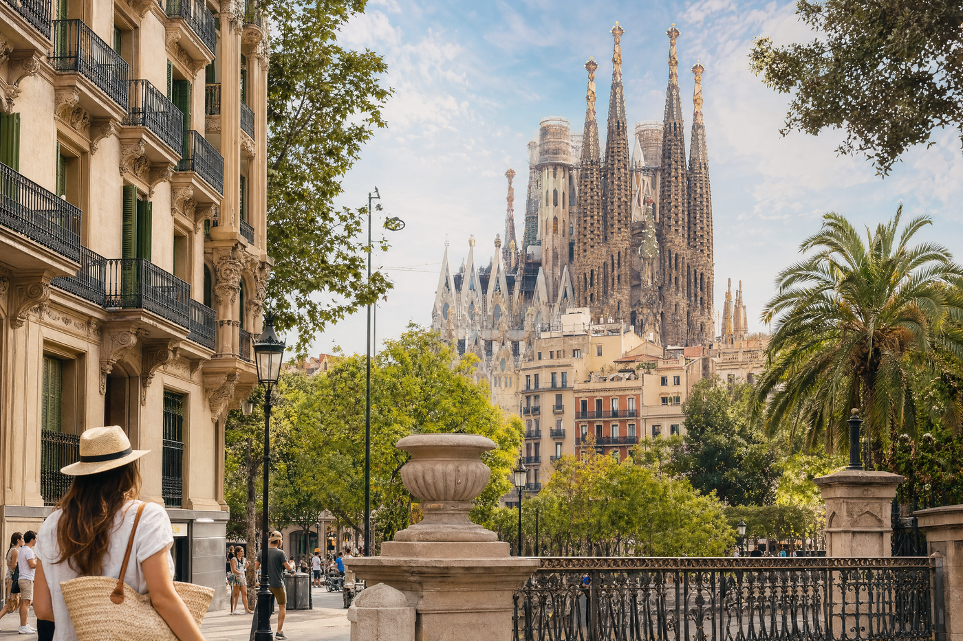 Barcelona skyline with distinctive neighborhoods