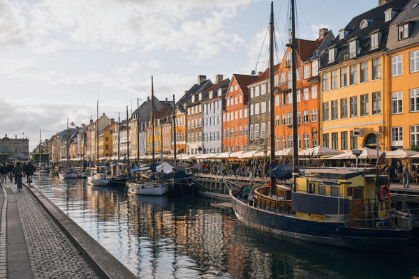 Colorful row houses by the waterfront in Nyhavn, Copenhagen