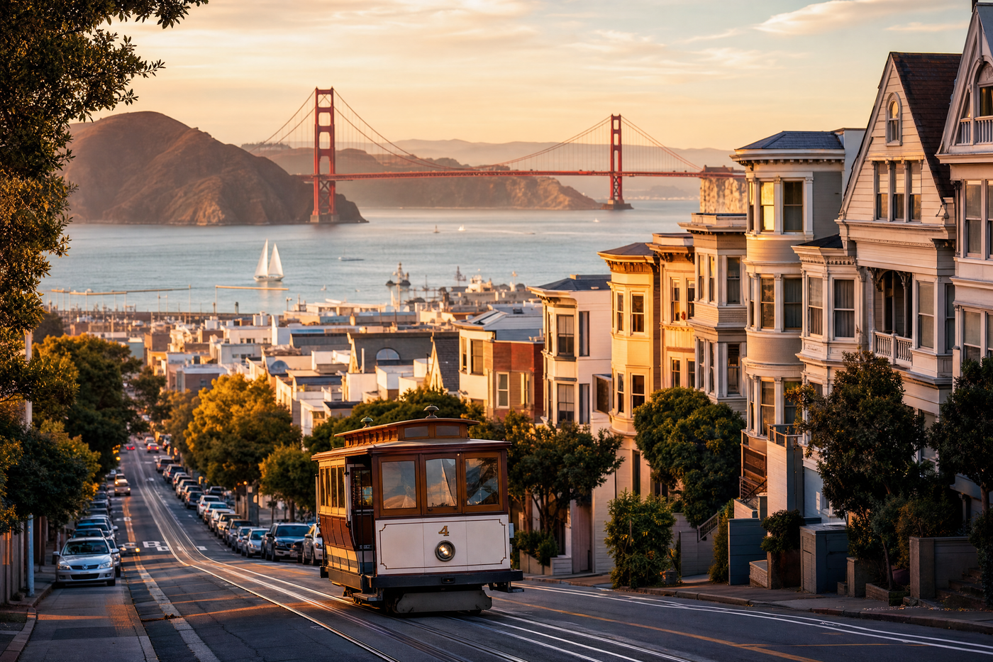 A panoramic view of San Francisco showing diverse neighborhoods and iconic hills.