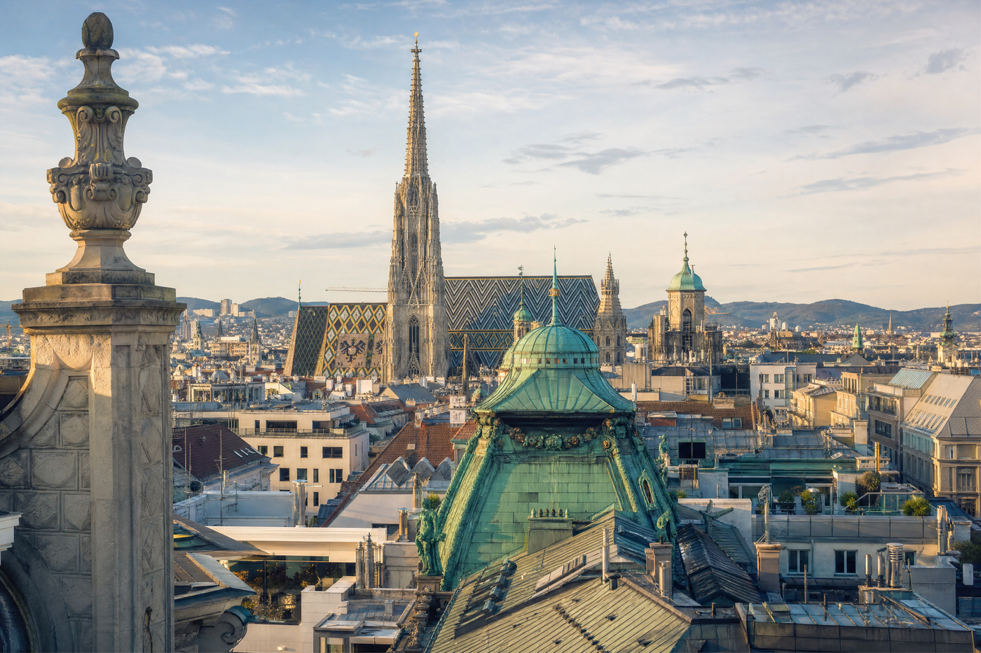 Ringstrasse in Vienna with historic buildings and trams