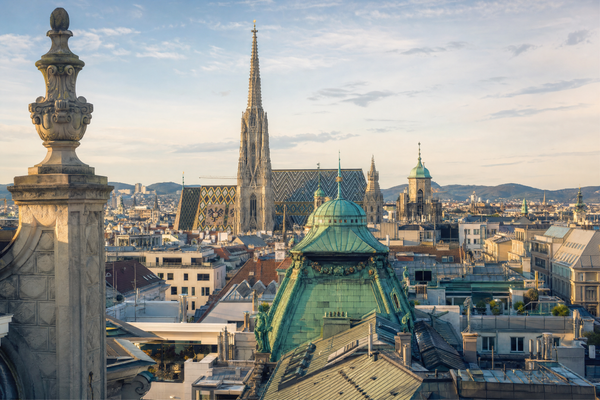 Ringstrasse in Vienna with historic buildings and trams